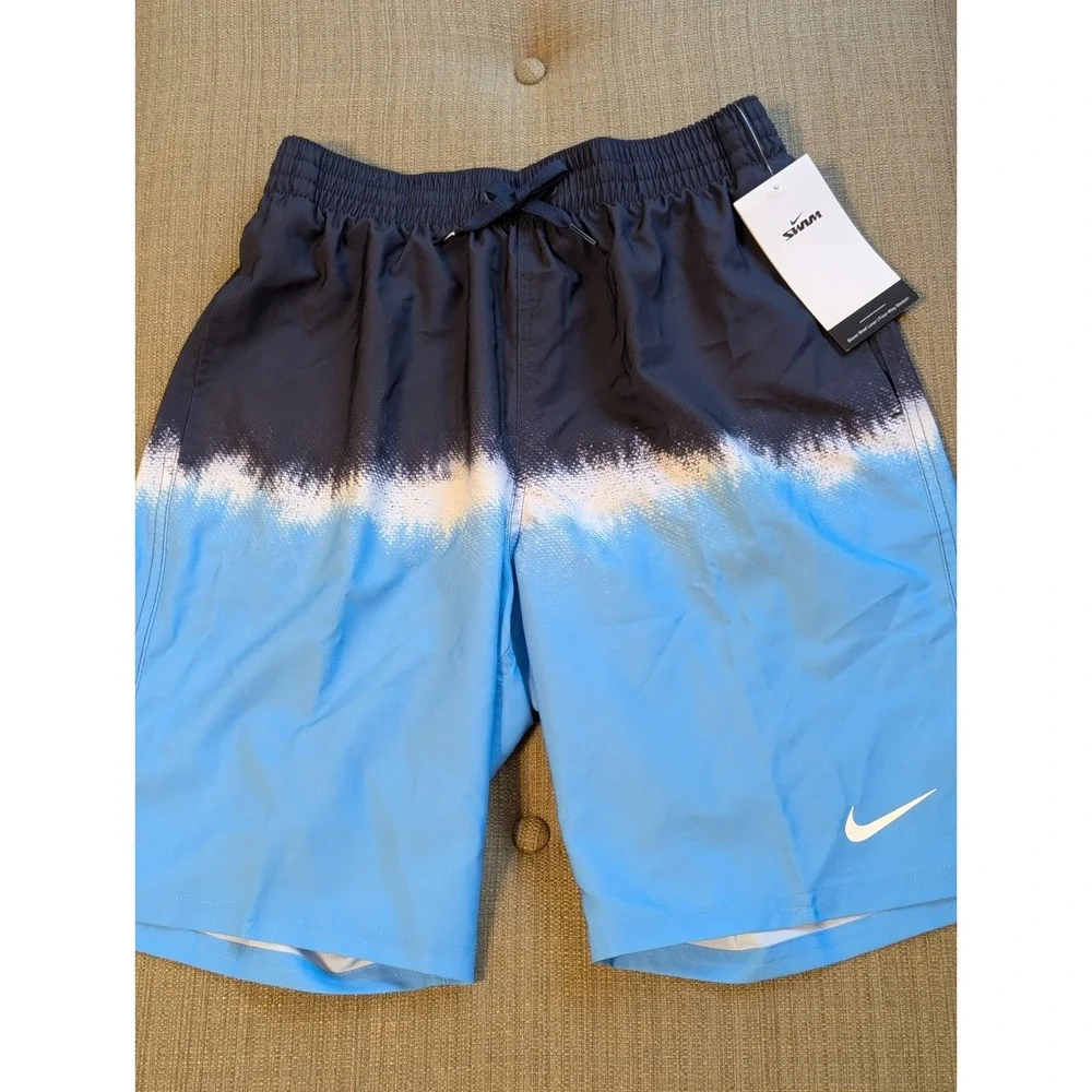 NWT Nike Mens Small Swim Trunks Navy Blue Boxer Brief Liner Board Shorts